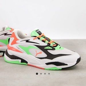 Puma RS-Fast Electro sneakers in white & neon green